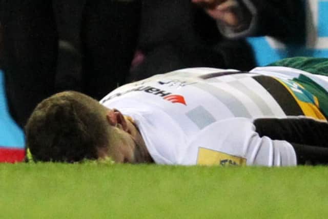 George North appeared to be knocked unconscious at Welford Road (picture: Sharon Lucey)
