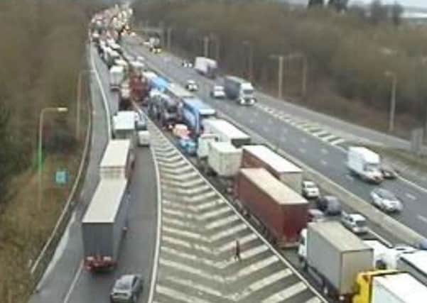 Queues on the M1 this morning.