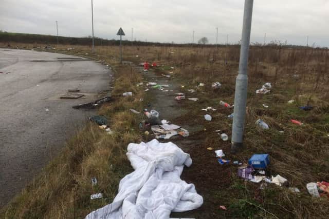 Some of the rubbish left at the site just off the A43 and A14 at Kettering