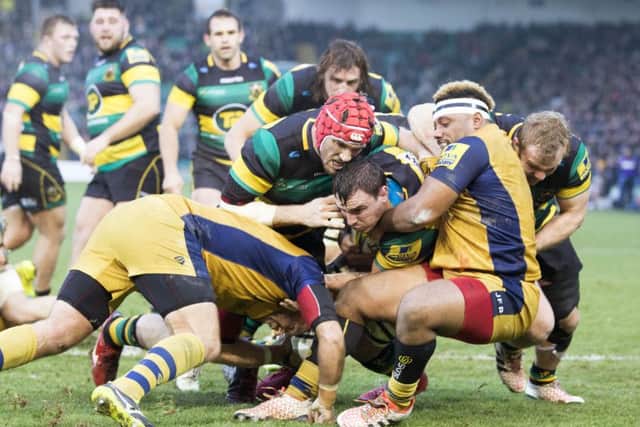 Christian Day (red scrum cap) helped Saints battle past Bristol last weekend (picture: Kirsty Edmonds)