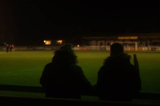 Leamington's home ground was plunged into darkness following a power failure, much to the frustration of Kettering Town who were leading 1-0 when the match was abandoned. Picture by Peter Short