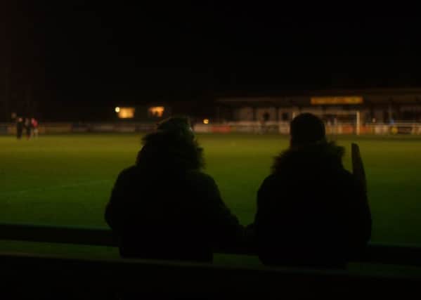 Leamington's home ground was plunged into darkness following a power failure, much to the frustration of Kettering Town who were leading 1-0 when the match was abandoned. Picture by Peter Short