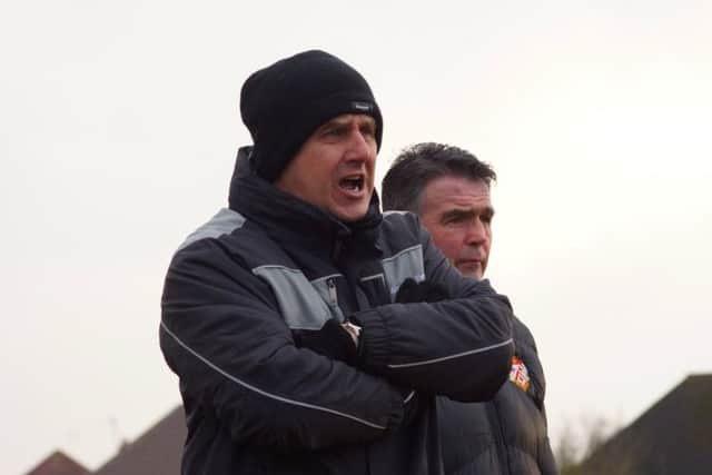 Marcus Law gives out instructions during Kettering Town's 3-1 home defeat to Merthyr Town. Pictures by Peter Short