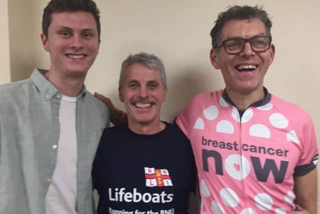 Quiz master Daniel Smith with David Smith and Tim Ellwood at Saturday's fundraiser