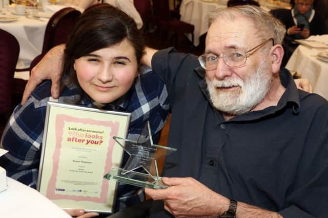 Carers Awards: Kettering: Jane Roebuck Northamptonshire Carers Awards 2016 at Barton Hall.
Young Carer of the Year
Evie Thomson, 15, with her dad Andrew Thomson
Wednesday January 25, 2016 NNL-170125-192323009