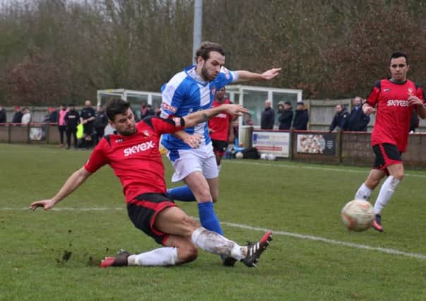 James Brighton in action for Kettering Town during last Sunday's 2-1 win at Hayes & Yeading. Picture by Peter Short