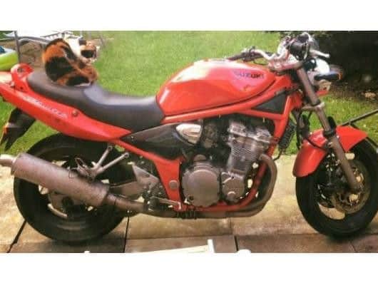 The Suzuki GSR 600 was stolen despite being locked with a heavy padlock and chain.