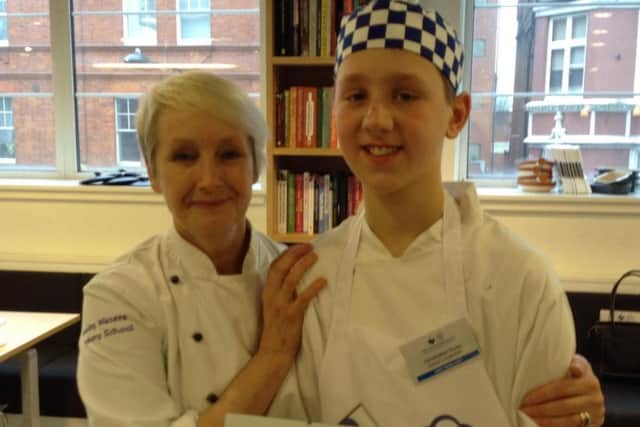 Christopher with head judge Lesley Waters