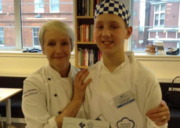Christopher with head judge Lesley Waters