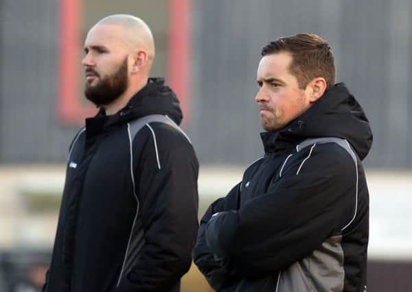 Assistant-manager David Bell (left) is unlikely to feature on the pitch tonight as Corby Town boss Gary Mills makes changes