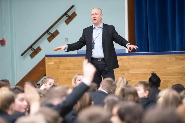Police and Crime Commissioner Stephen Mold launching his Police and Crime Plan at Guilsborough Academy.