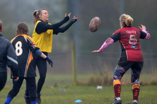 Chloe Madeley took part in a training session at Rushden & Higham. Pictures by Leo Wilkinson