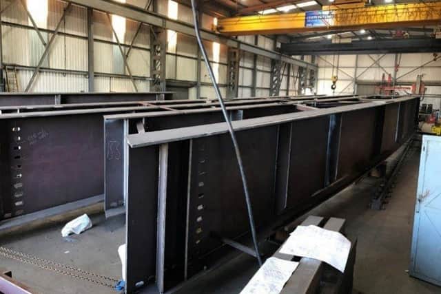 The bridge beam in construction