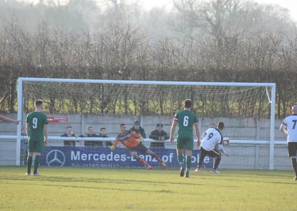 Stefan Moore's penalty earned Corby Town a 1-1 draw at Nantwich Town last weekend. Picture by Jonathan White