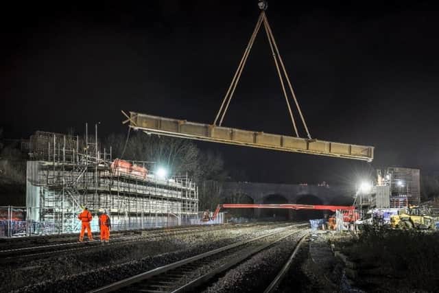 The beams being installed this weekend