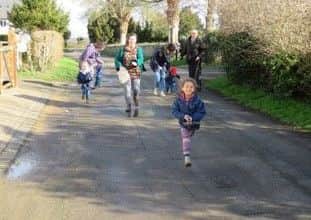 Hazel Asare winning the childrens race