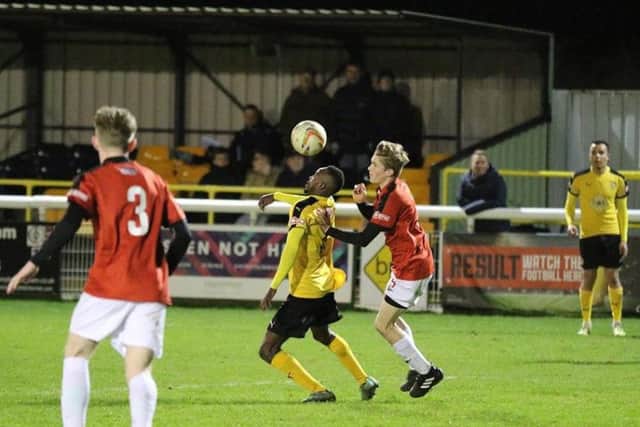 Jack O'Connor in action during his full league debut for Kettering Town at Leamington last night. Picture by Tim Nunan