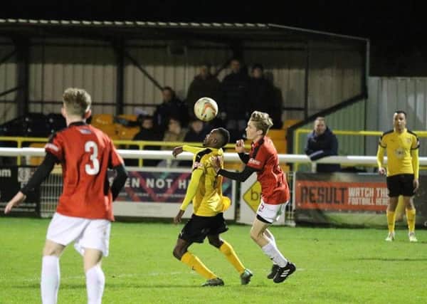 Jack O'Connor in action during his full league debut for Kettering Town at Leamington last night. Picture by Tim Nunan