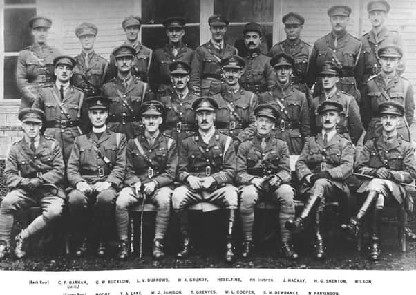 Bernard Vann (front row centre) with the officers of 6th Sherwood