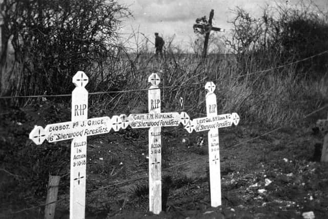 Pte J. GRICE, Capt F.W. HIPKINS, Lieut Col. B.W. VANN M.C (later V.C.).  1/6 Sherwood Foresters.  All KIA 3rd October 1918