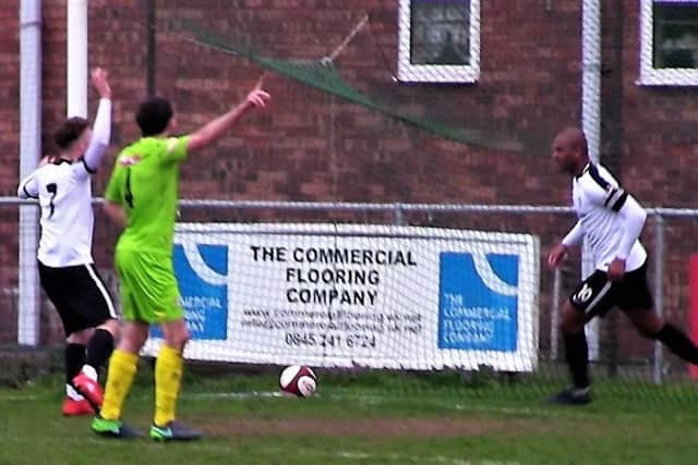 Phil Trainer had this effort ruled out for offside during Corby Town's 3-0 defeat at Barwell on Saturday. Pictures by David Tilley