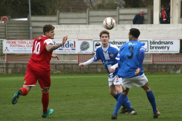 Jack O'Connor in action for Kettering Town during Saturday's 3-3 draw at Frome Town. Picture by Peter Short
