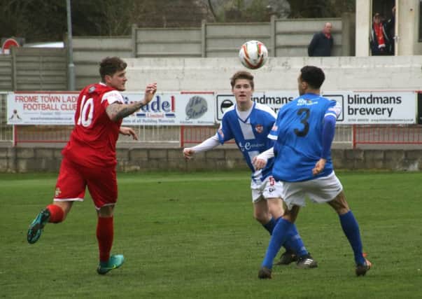 Jack O'Connor in action for Kettering Town during Saturday's 3-3 draw at Frome Town. Picture by Peter Short