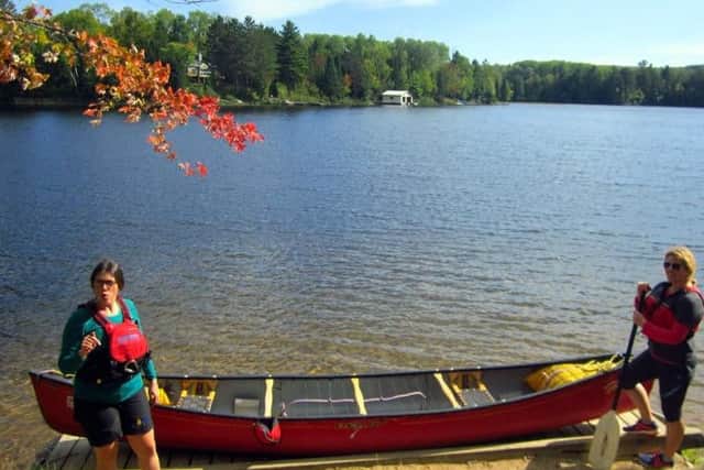 Abi Jackson with Bethany from Madawaska Kanu Centre at Mud Lake.
