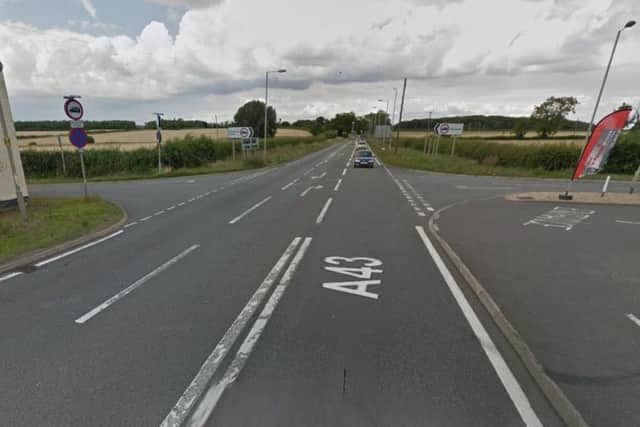 The juction between the A43 and Red House Lane