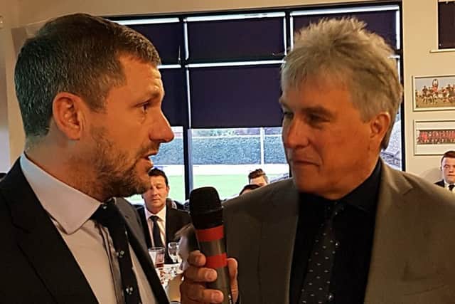 John Inverdale interviews Paul Grayson at the NSB rugby tour fund-raiser (Picture: Steve Riches)