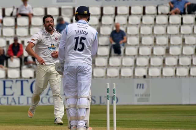 Ben Sanderson took nine wickets in the match as Northants defeated Derbyshire (pictures: Dave Ikin)