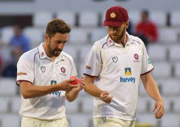 Richard Gleeson (right) took three wickets for Northants (picture: Dave Ikin)