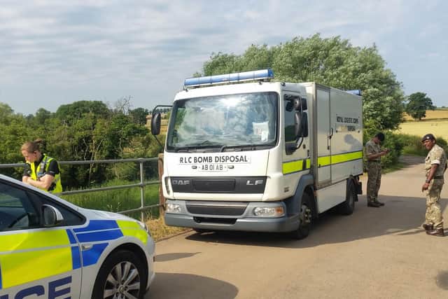 A bomb disposal unit arrived at the scene just outside of Brixworth this morning.