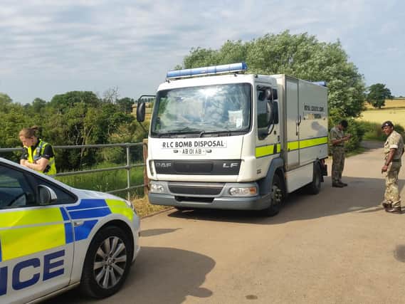 A bomb disposal unit arrived at the scene just outside of Brixworth this morning.