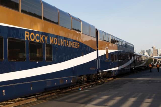 The luxury Rocky Mountaineer train operates in western Canada.