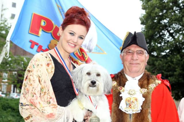Ashleigh with Pudsey and former mayor of Wellingborough Jim Bass