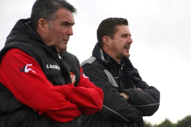 Coach John Ramshaw (left) and boss Marcus Law are set to make changes for Kettering Town's Hillier Cup clash with Desborough Town. Picture by Peter Short