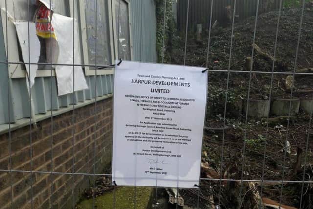 The notice of intent to demolish the stadium. NNL-170926-124536005
