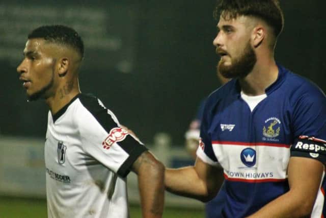 Leon Lobjoit made his first appearance in Corby Town colours in the defeat at Chasetown after joining on loan from Northampton Town. Picture by David Tilley