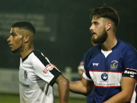 Leon Lobjoit made his first appearance in Corby Town colours in the defeat at Chasetown after joining on loan from Northampton Town. Picture by David Tilley
