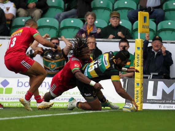 Ahsee Tuala grabbed the bonus-point try on his 50th appearance for Saints (pictures: Sharon Lucey)