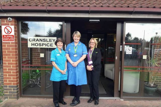 L-R: Kim Rowbotham, ward sister Beth Hawkins and palliative care ward administrator Karen Sullivan. NNL-170610-113806005