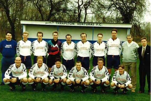 Thrapston Venturas' squad in their last season in 1995-96. NNL-171018-151558005