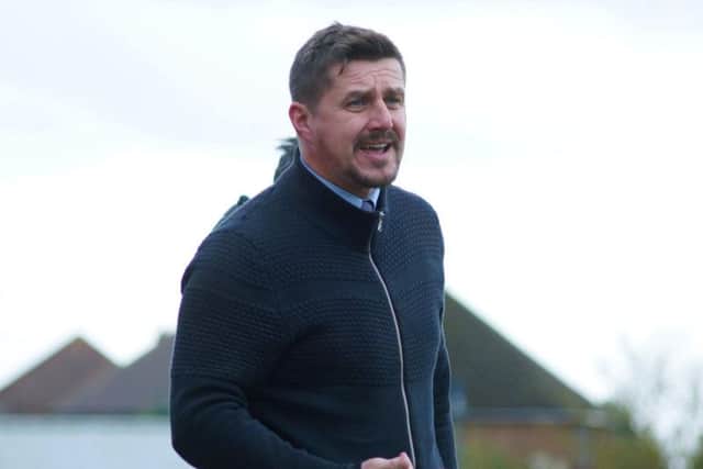 Marcus Law gives out some instructions during Kettering Town's 0-0 draw with Slough Town at Latimer Park. Pictures by Peter Short