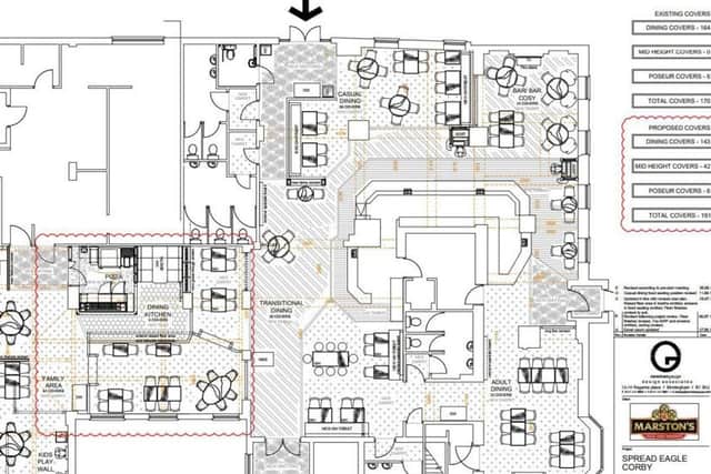 The ground floor plans for the pub