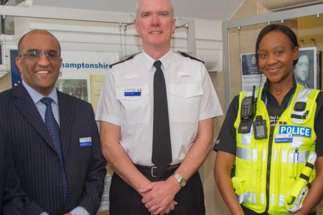 Detective Superintendent Dennis Murray,Chief Constable Simon Edens andPC Candy Liverpool