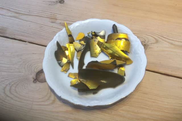 The 'dangerous' shards found by Mrs Connellan. NNL-170711-110811005