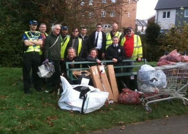 Some of the volunteers at the Castle Fields clean-up
