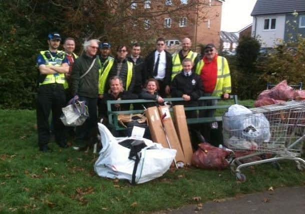 Some of the volunteers at the Castle Fields clean-up